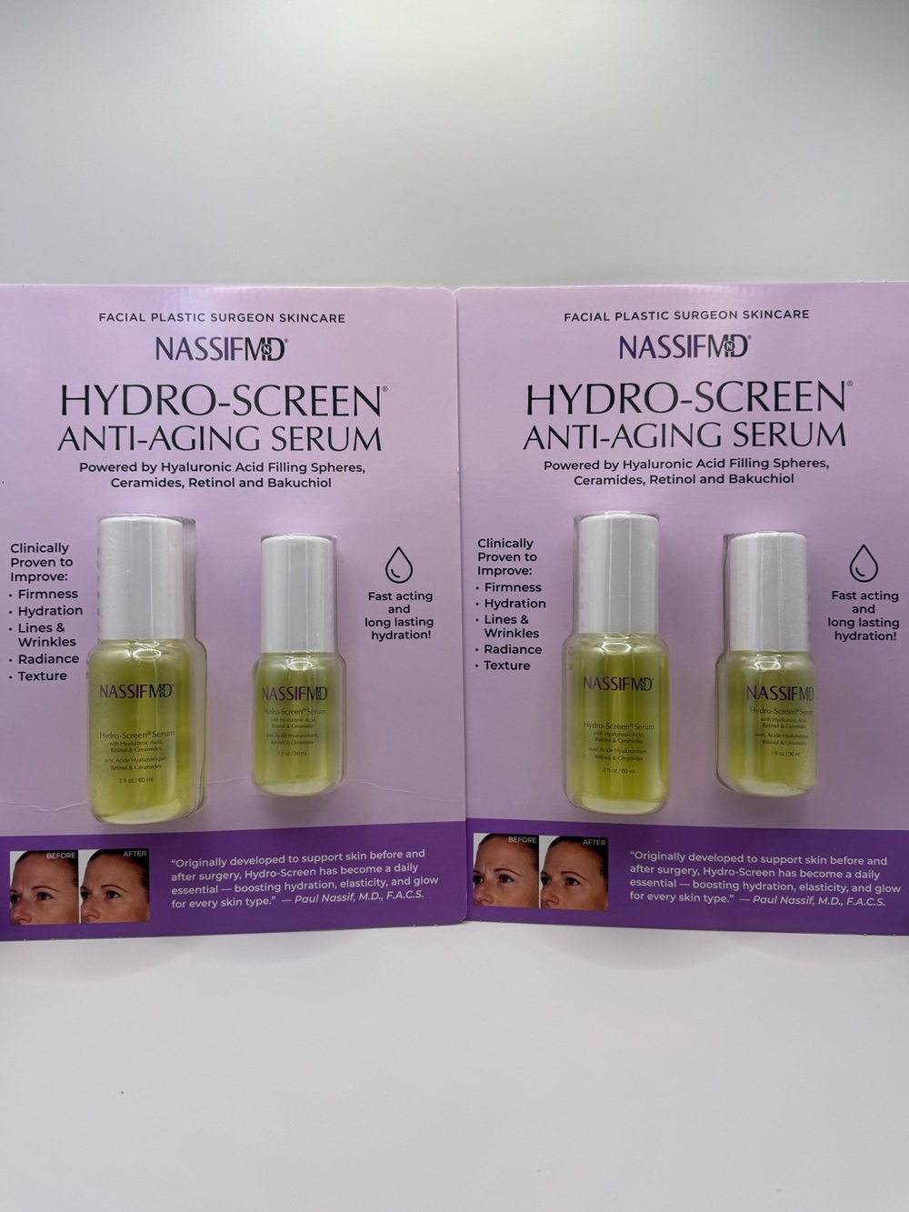 NASSIFMD Hydro-Screen Anti-Aging Serum, 2 Sets